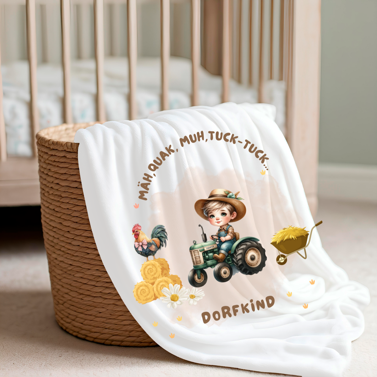 Babydecke Dorfkind Jungs Namensdecke weich liebevoll gestaltet