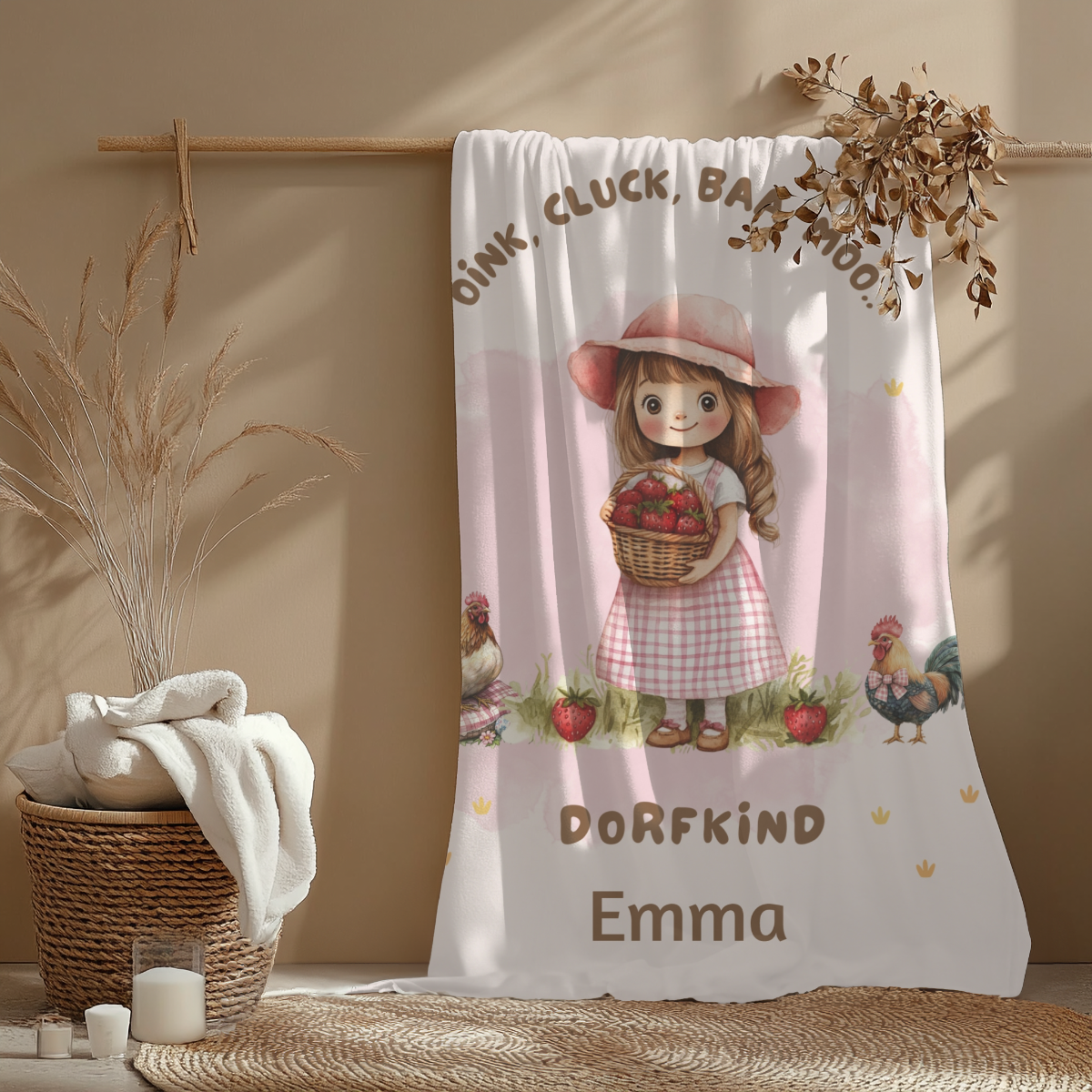 Babydecke Dorfkind Name Mädels weich, warm & flauschig