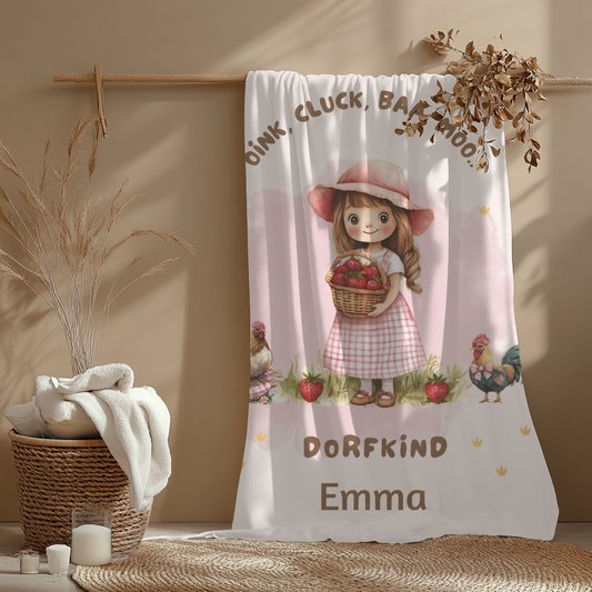 Babydecke Dorfkind Name Mädels weich, warm & flauschig