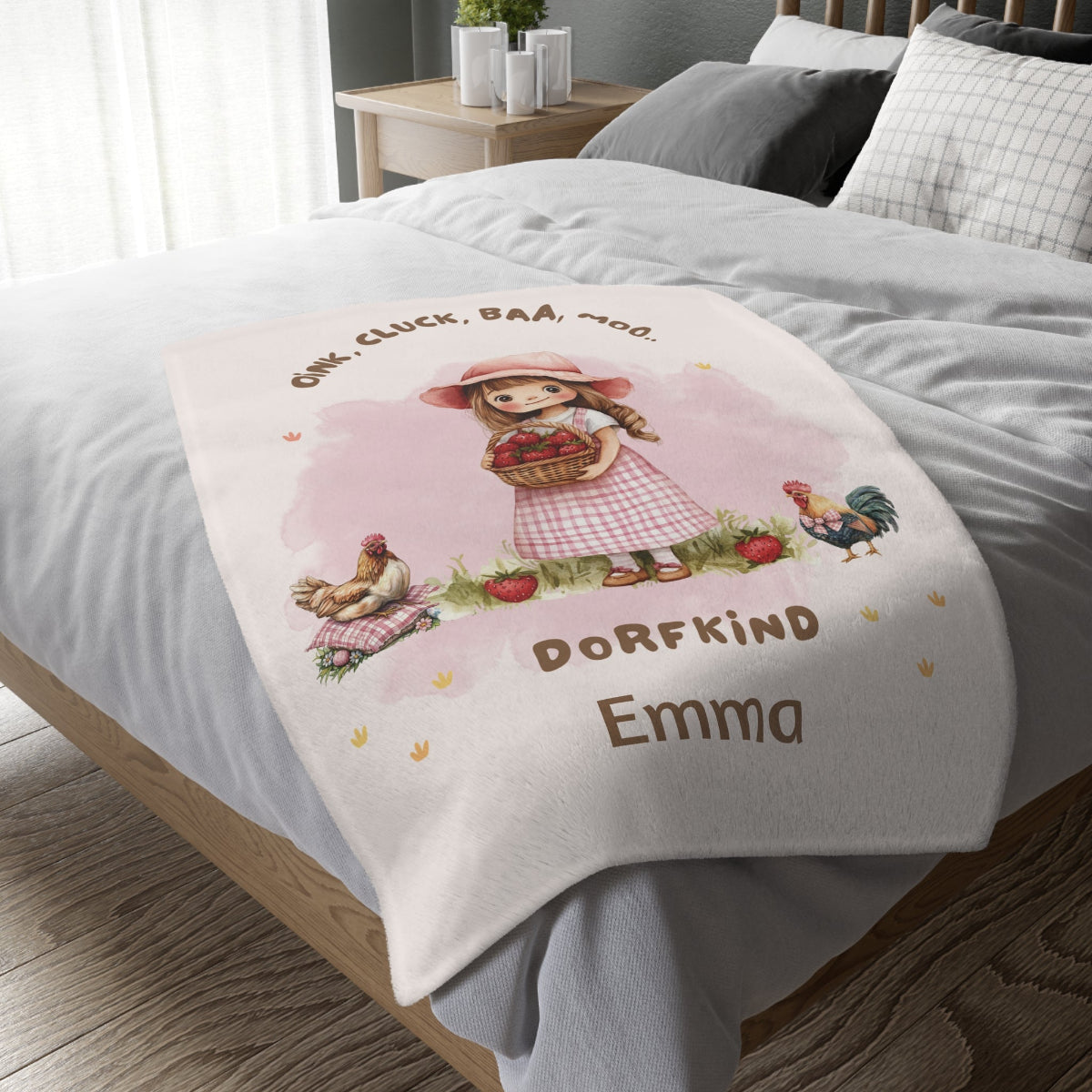 Babydecke Dorfkind Name Mädels Name personalisierbar liebevoll gestaltet