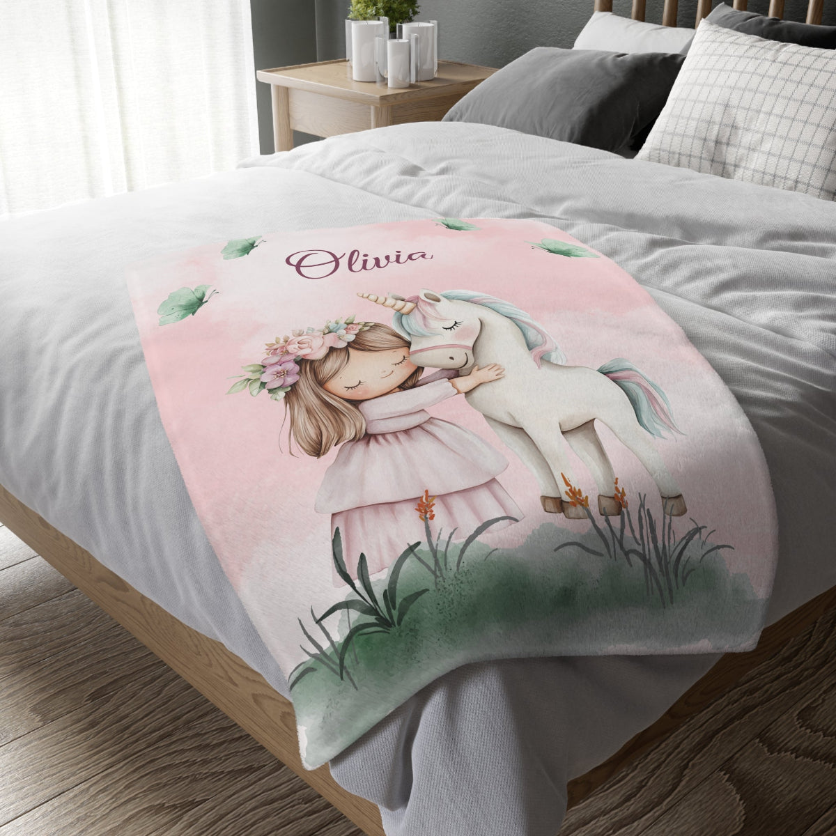Babydecke Einhorn personalisiert Mädchen liebevoll, weich, warm, flauschig