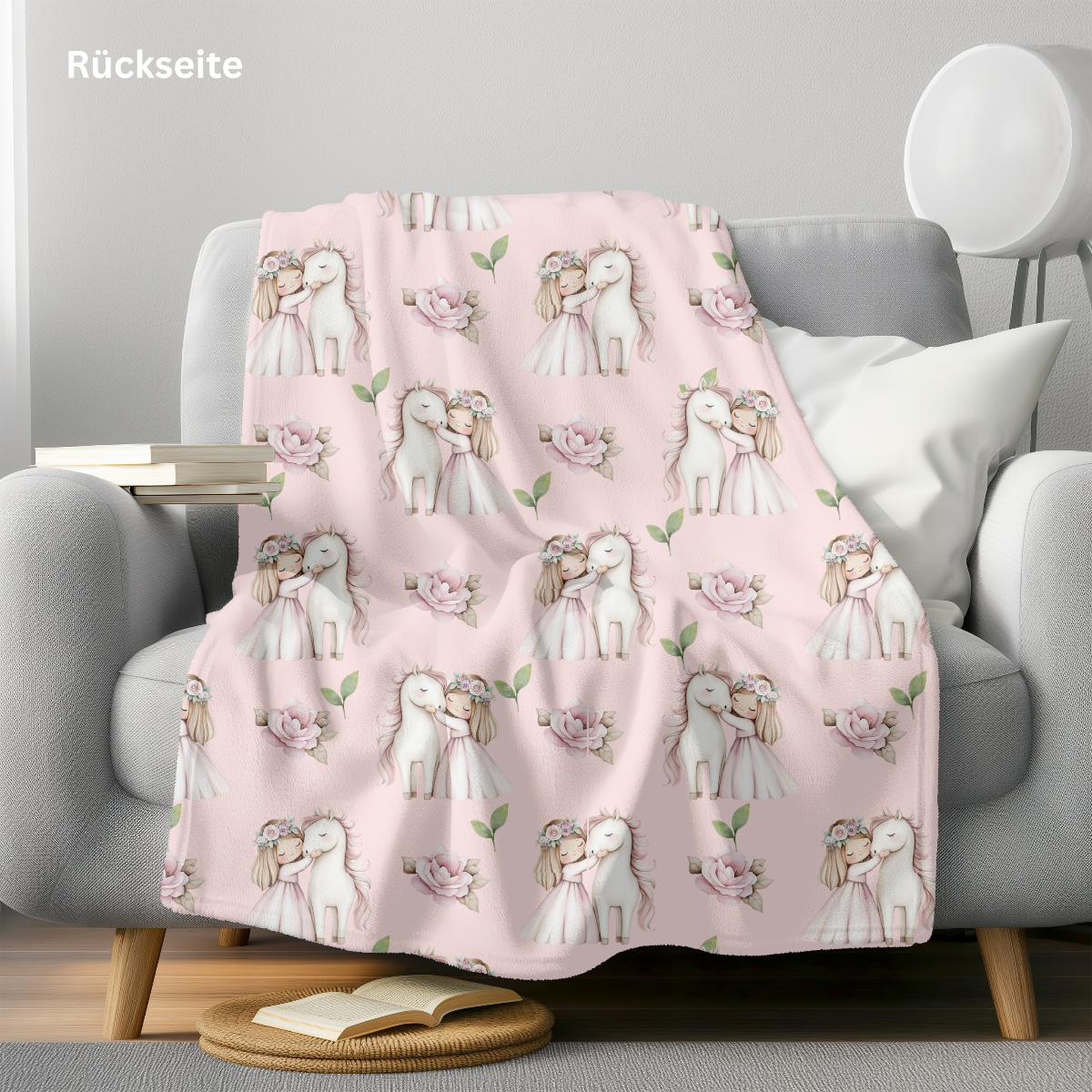 Babydecke Einhorn personalisiert Mädchen  alttagstauglich und robust