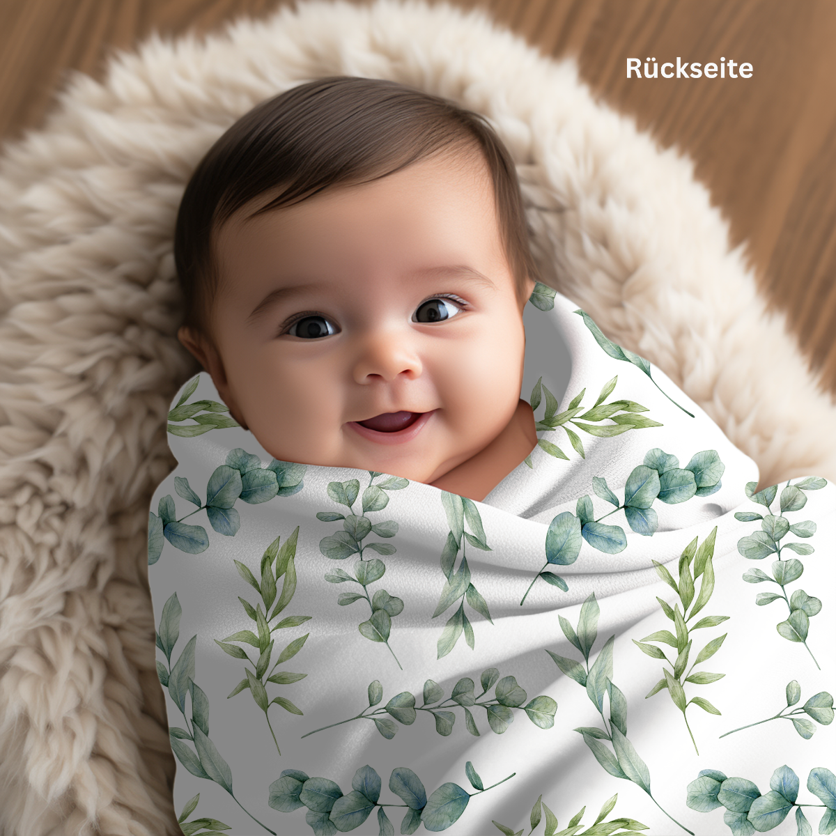 Babydecke Name Datum Engelmotiv Rückseite einzigartiger Blumenprint