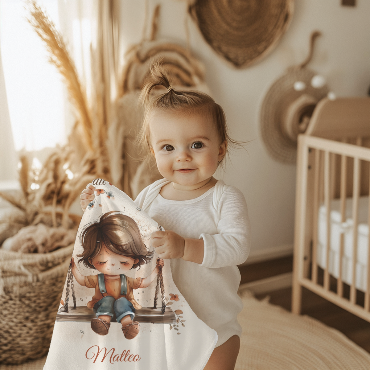 Babydecke mit Spruch und Namen Junge perfekt zur Geburt oder Babyparty