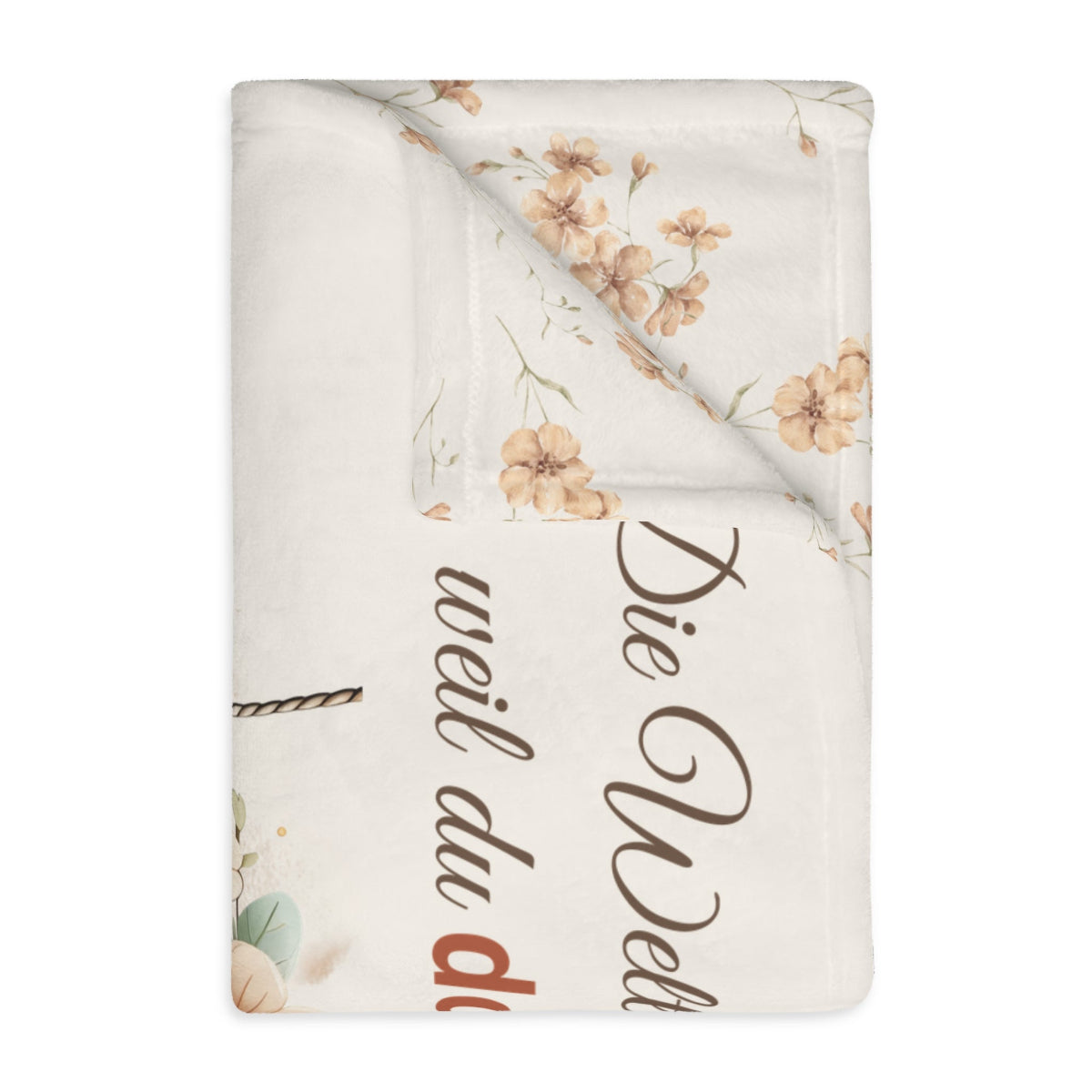 Babydecke mit Namen und Spruch für Mädchen gefaltet