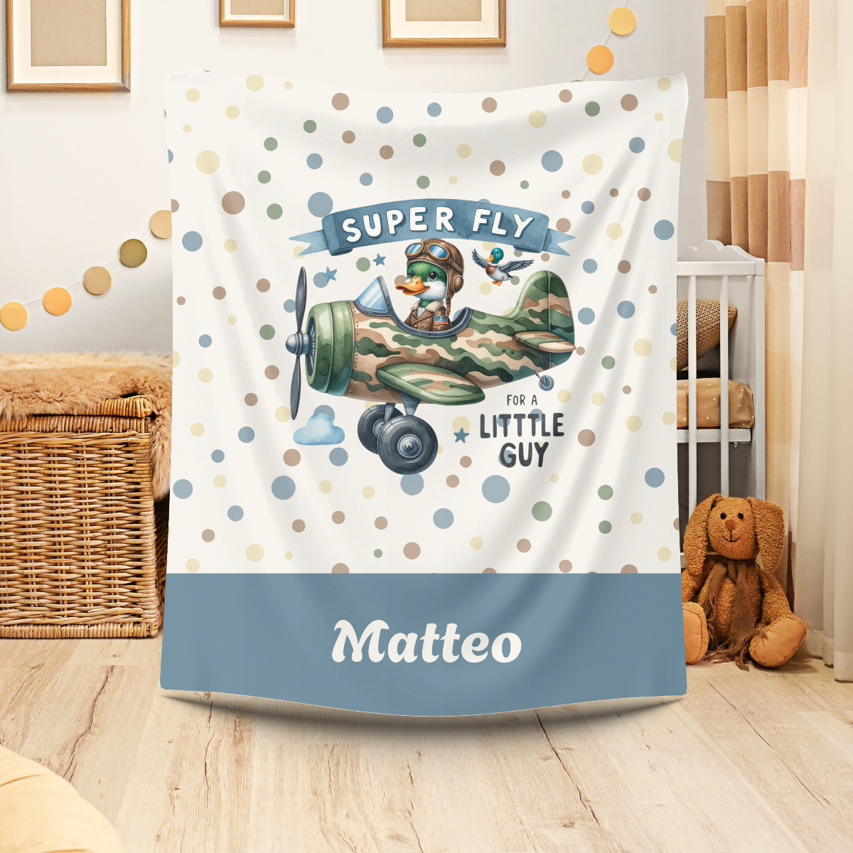 coole Babydecke Flieger personalisiert ideales Geschenk für Babyjungs zur Babyparty oder Geburt