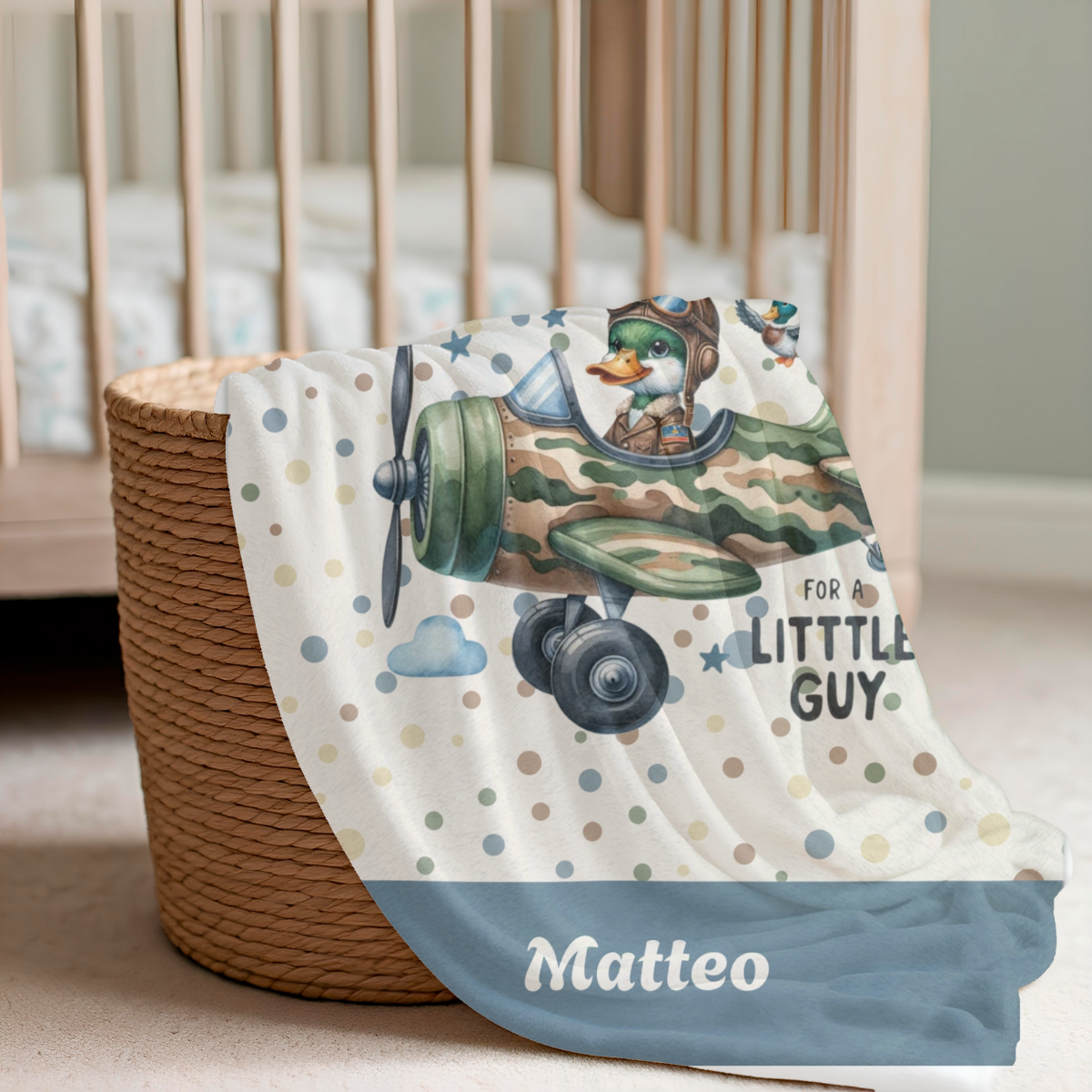 coole Babydecke Flieger personalisiert mit Name für Jungs