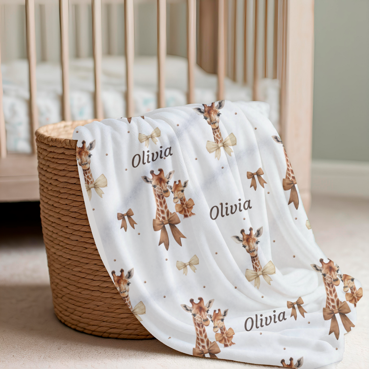 Fleecebabydecke personalisiert Giraffenliebe Kinderzimmerdeko
