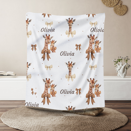 Fleecebabydecke personalisiert Giraffenliebe Name unisex