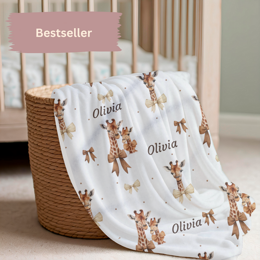 zuckersüße Giraffenmama mit Kind, Schleifen, Polkadots, mit Namen