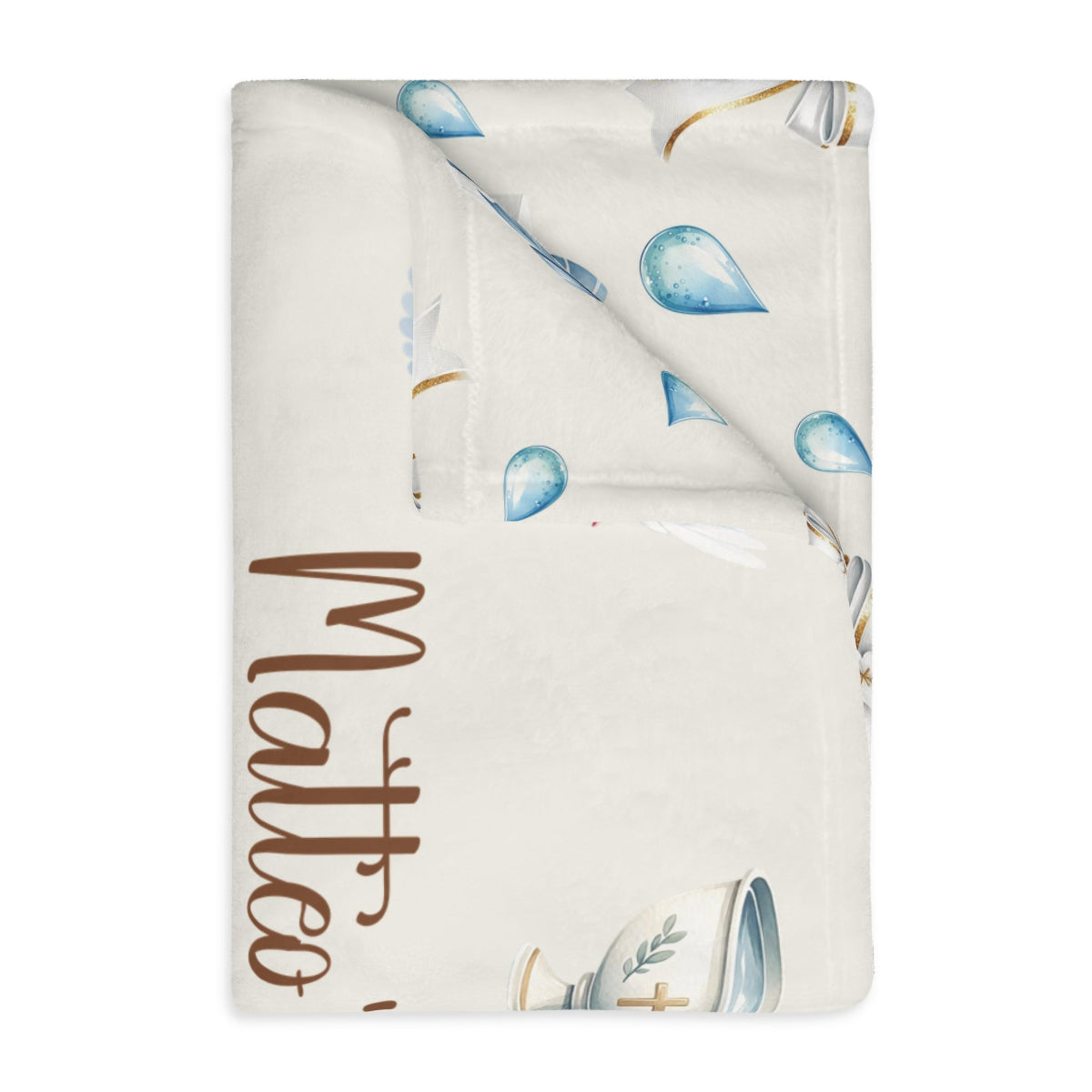 Geschenk Taufe Junge Babydecke personalisiert Material gefaltet gesäumte Kanten