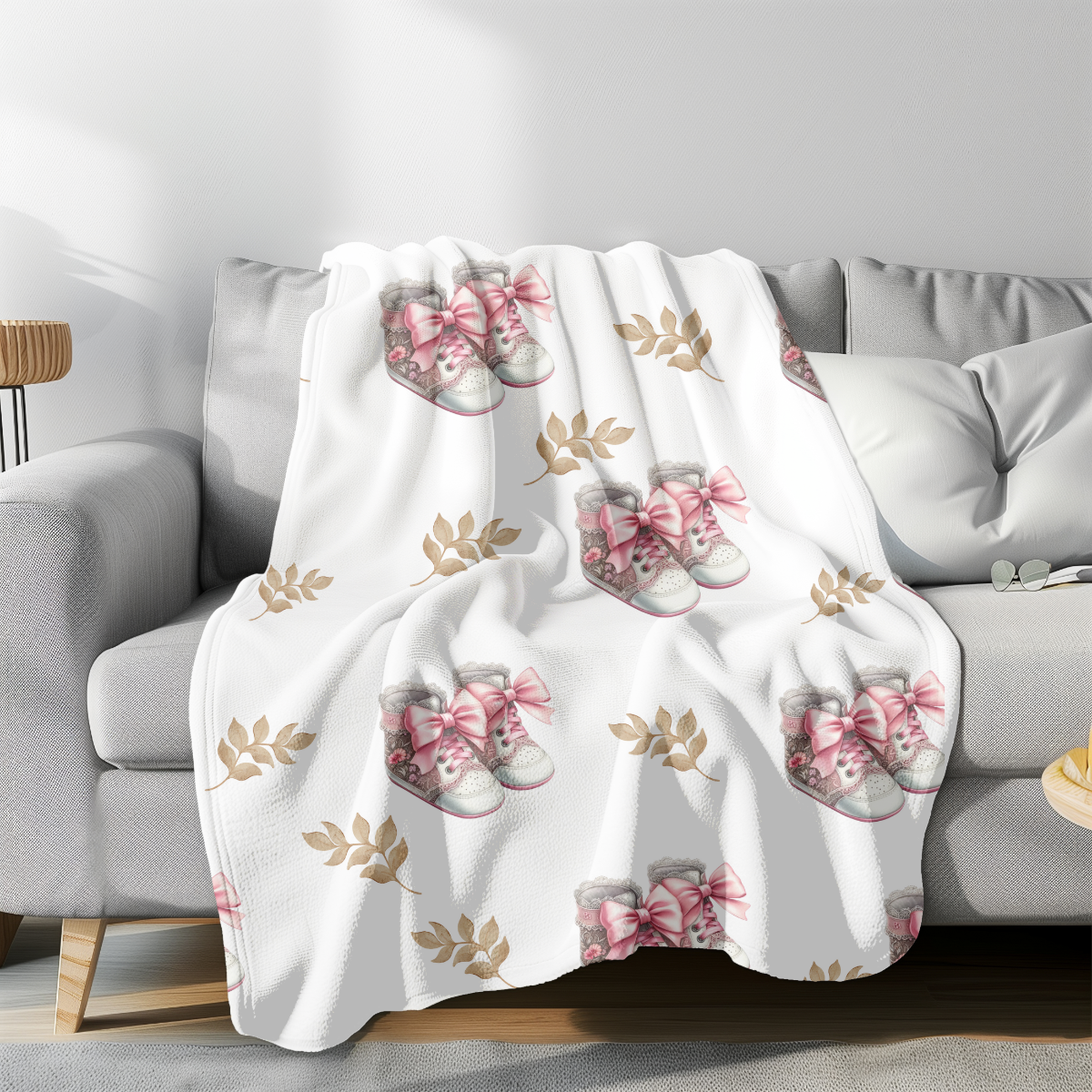 Geschenk Taufe Mädchen Babydecke personalisiert Material gesäumte Kanten