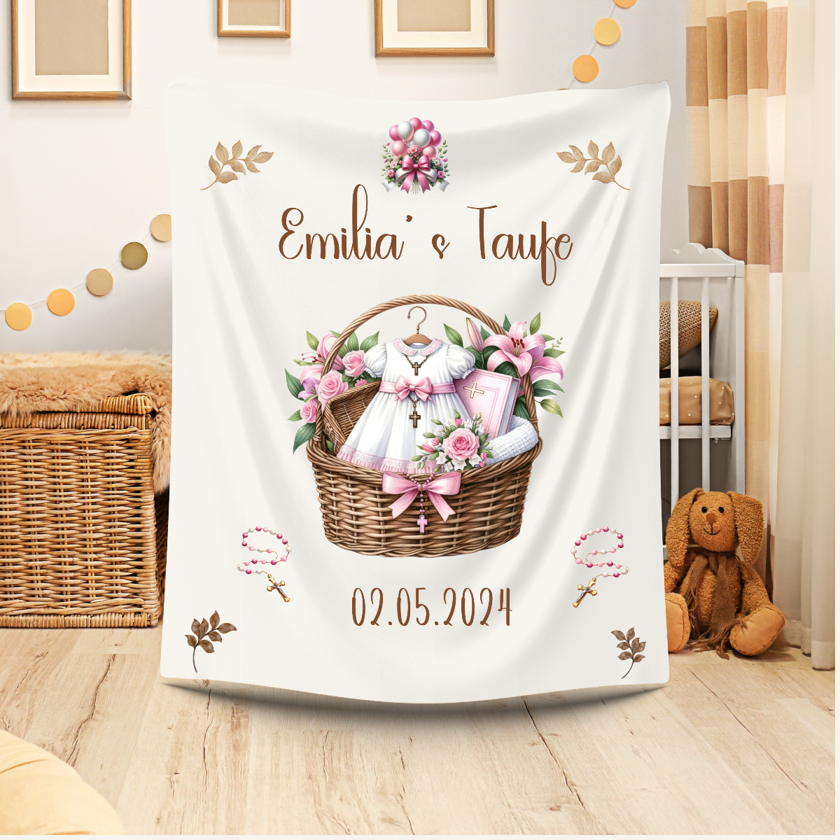 Geschenk Taufe Mädchen Babydecke-personalisiert Name Datum