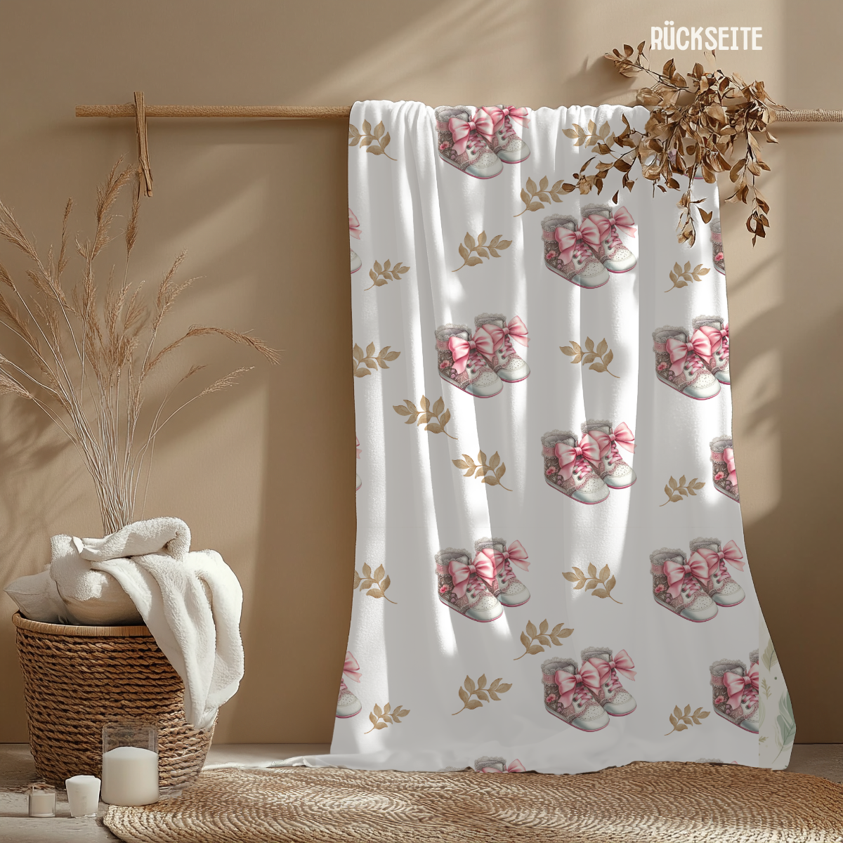 Geschenk Taufe Mädchen Babydecke-personalisiert Rückseite Motiv Geschenk