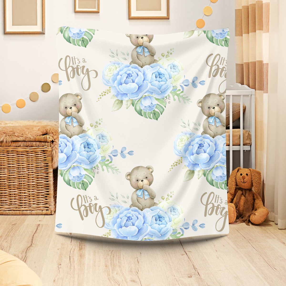 Babydecke it`s a boy strapazierfähig und robust,  gesäumte Kanten