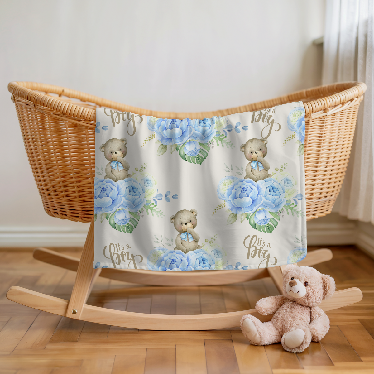 kinderwagendecke " its-a-boy " Material kuschelig, weiche Mikrofaser