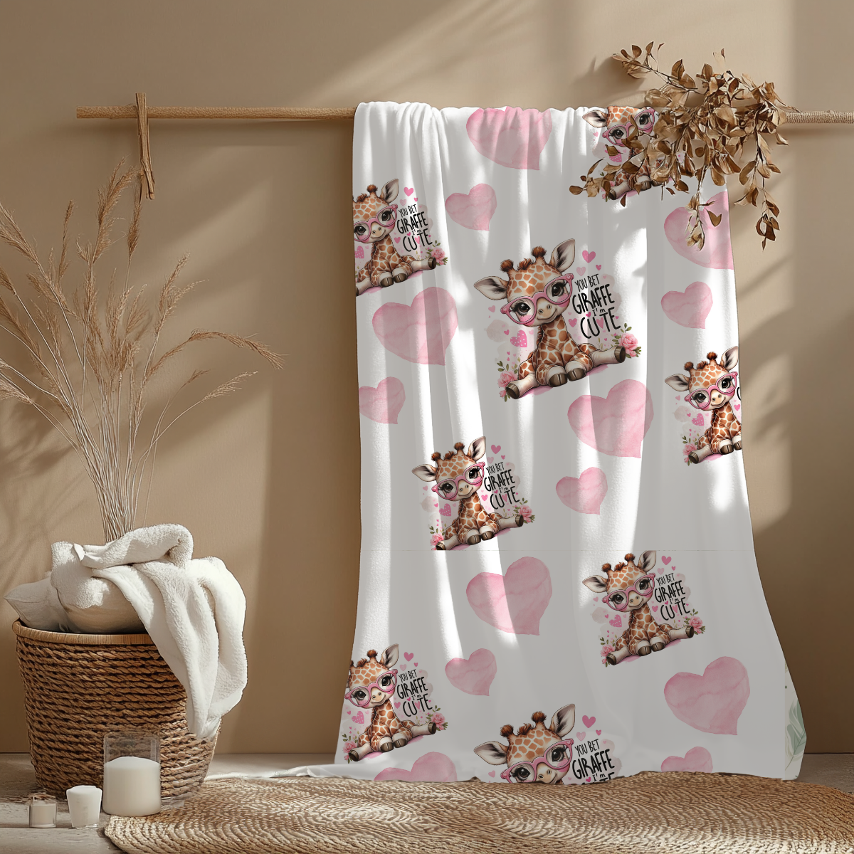 Babydecke mit Giraffe und Spruch Mikrofaser, flauschig, kuschelig