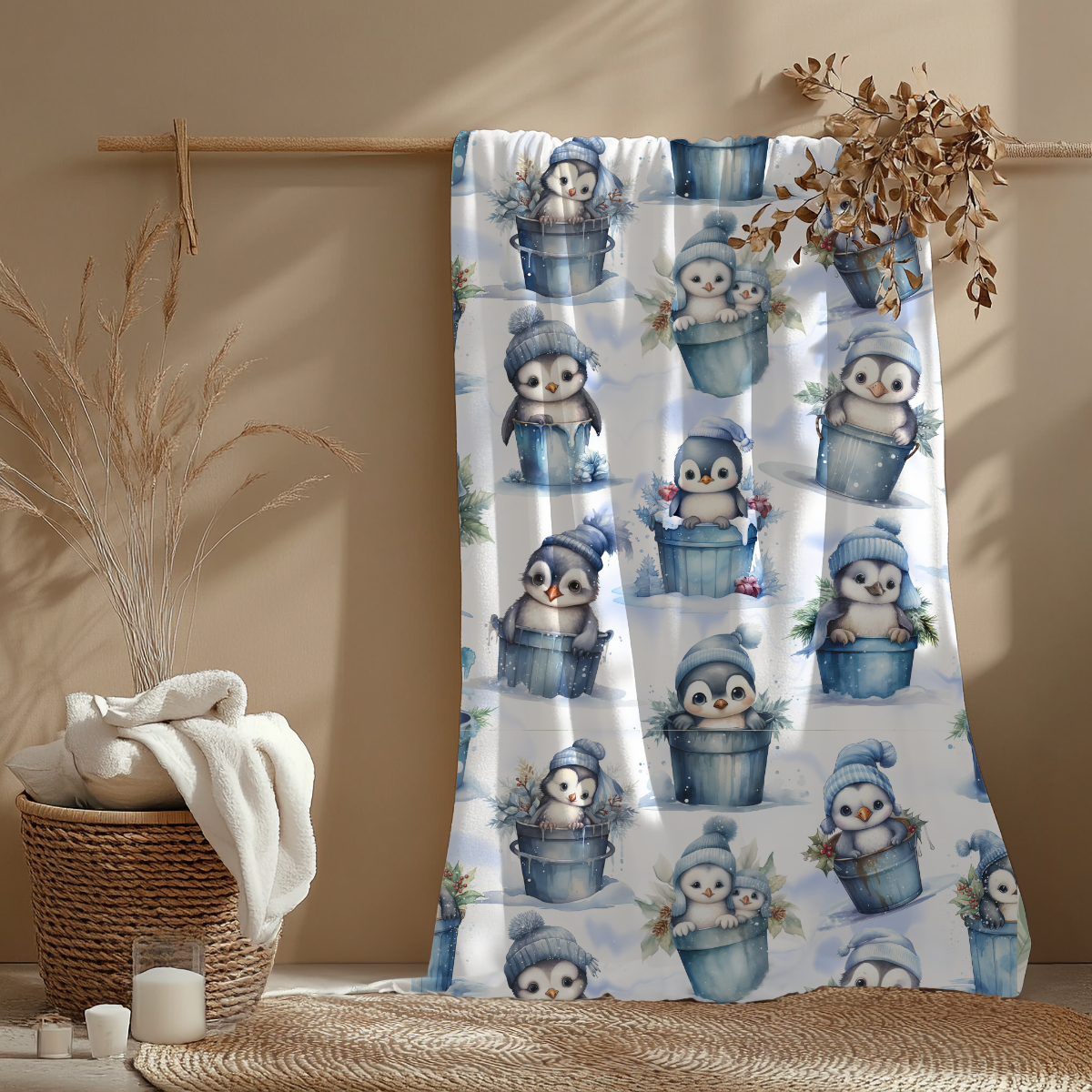 Babydecke mit Pinguin Größe 70x 100 cm