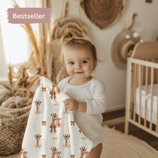 kinderwagendecke mit spruch, niedlichen giraffen und lustigen Polkadots