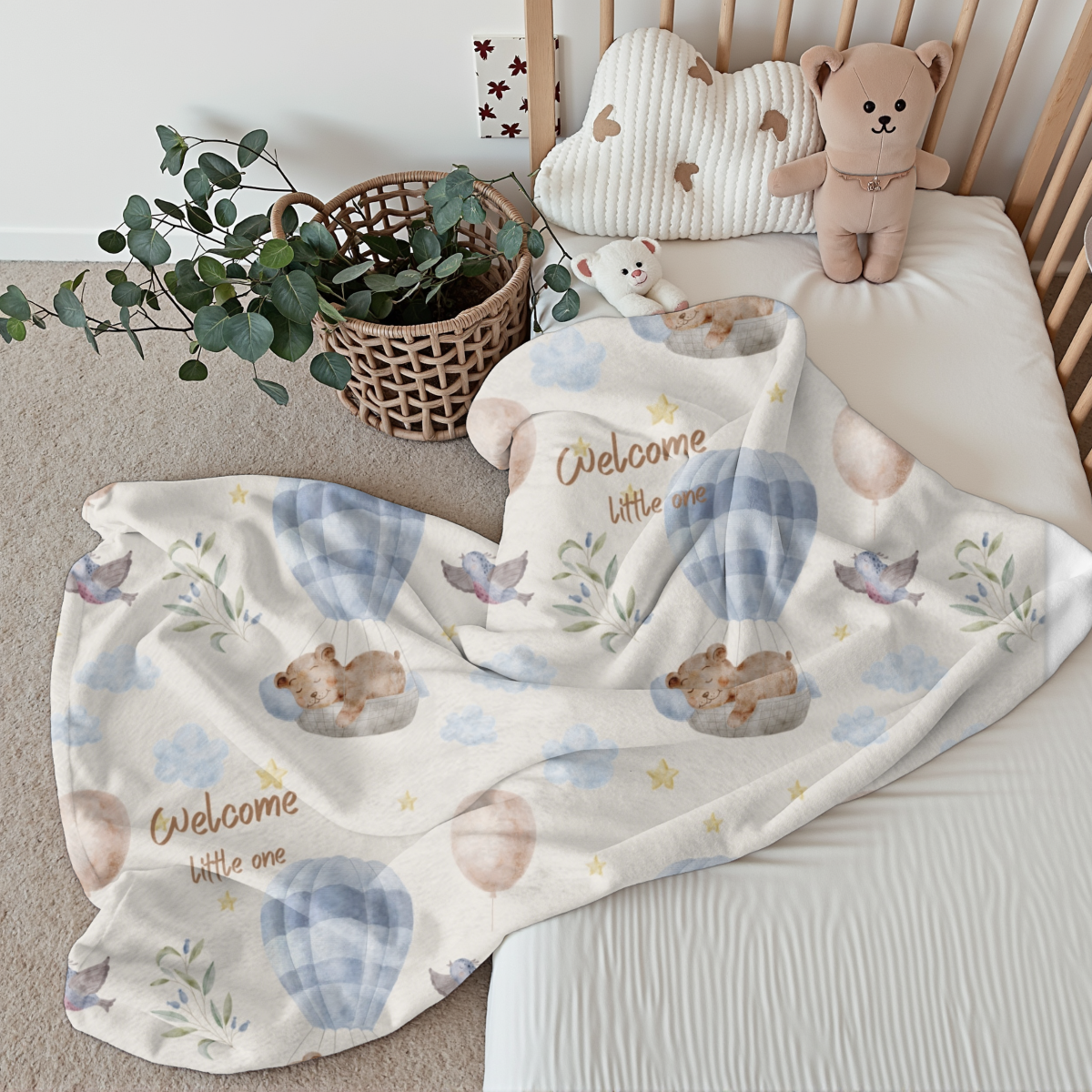 Kinderwagendecke mit Spruch flauschige Mikrofaser, schnelltrocknend