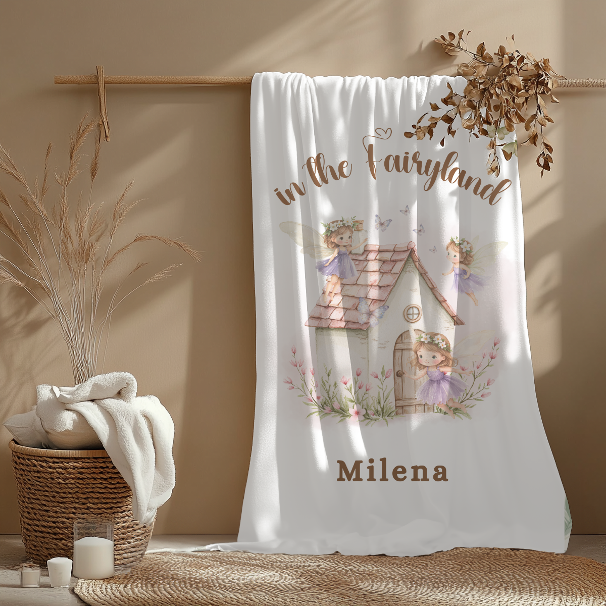 personalisierte Babydecke Feemotiv mit Name