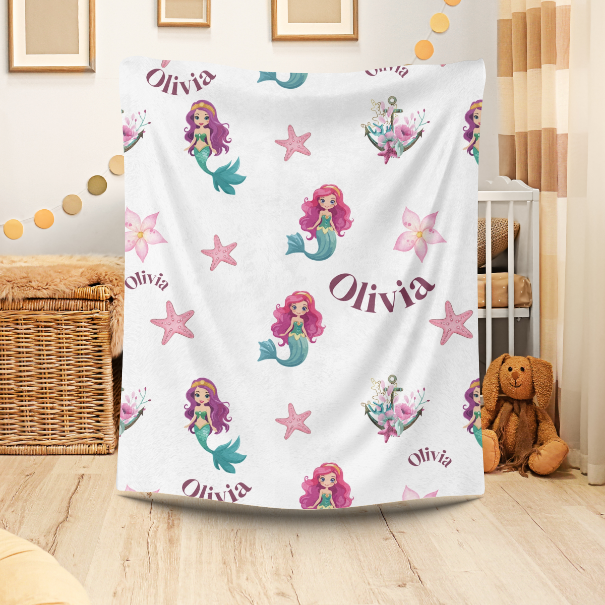 personalisierte Babydecke Meerjungfrau Geschenk für Babymädchen Babyparty oder Geburt