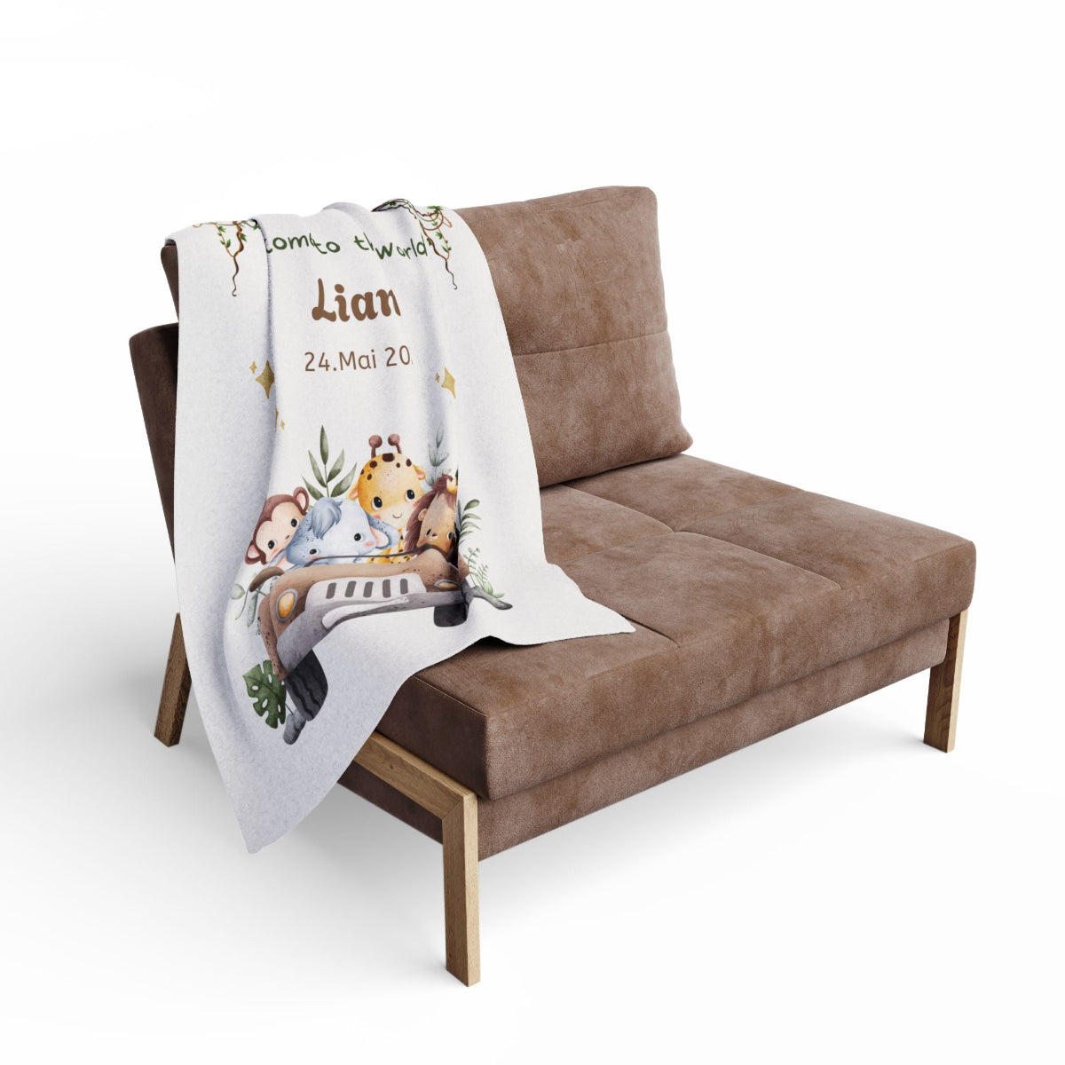 personalisierte Babydecke Safariabenteuer- flauschig, unisex, gutes Preisleistungsverhältnis