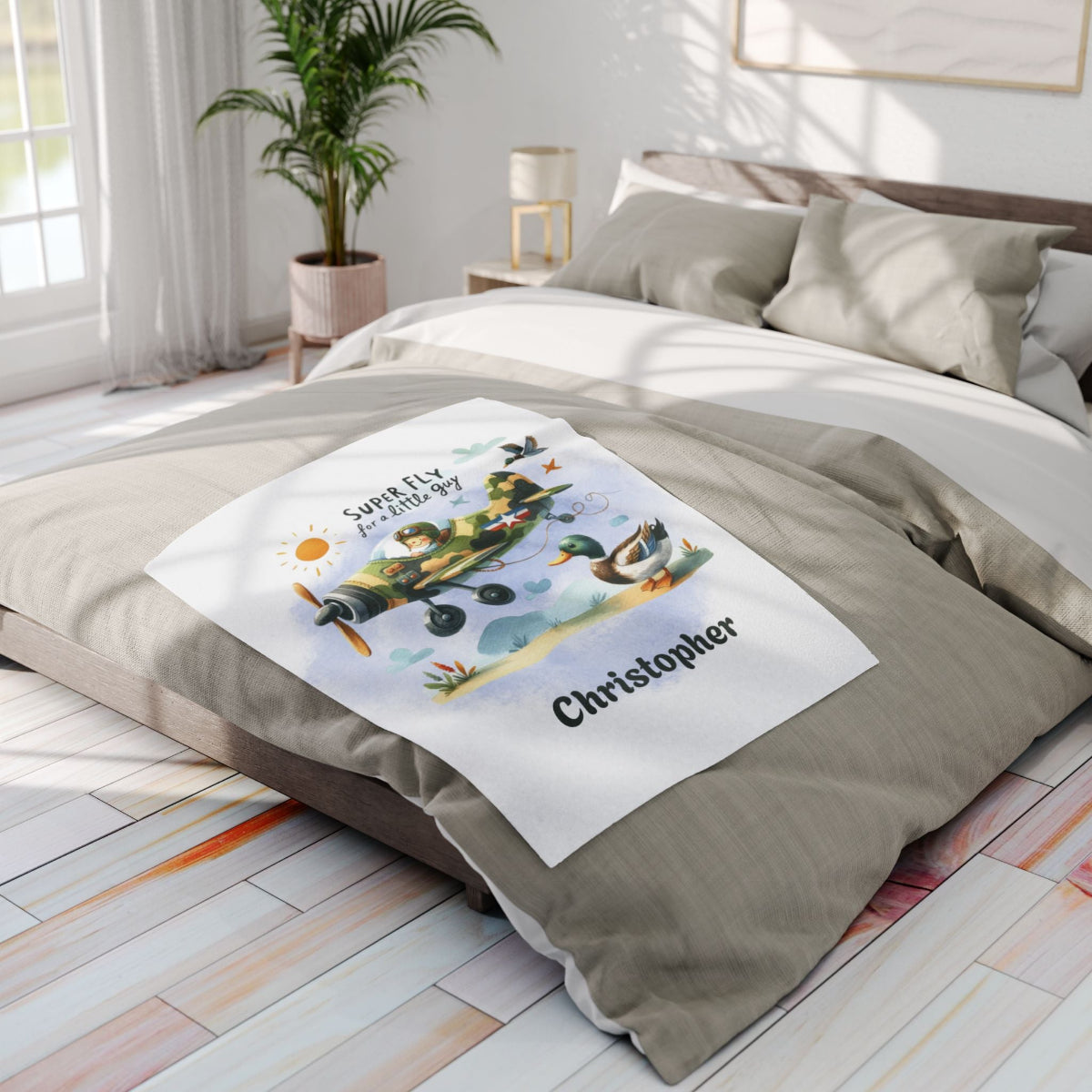 personalisierte Fleecebabydecke mit coolem Fliegermotiv Geschenk für Babyjunge