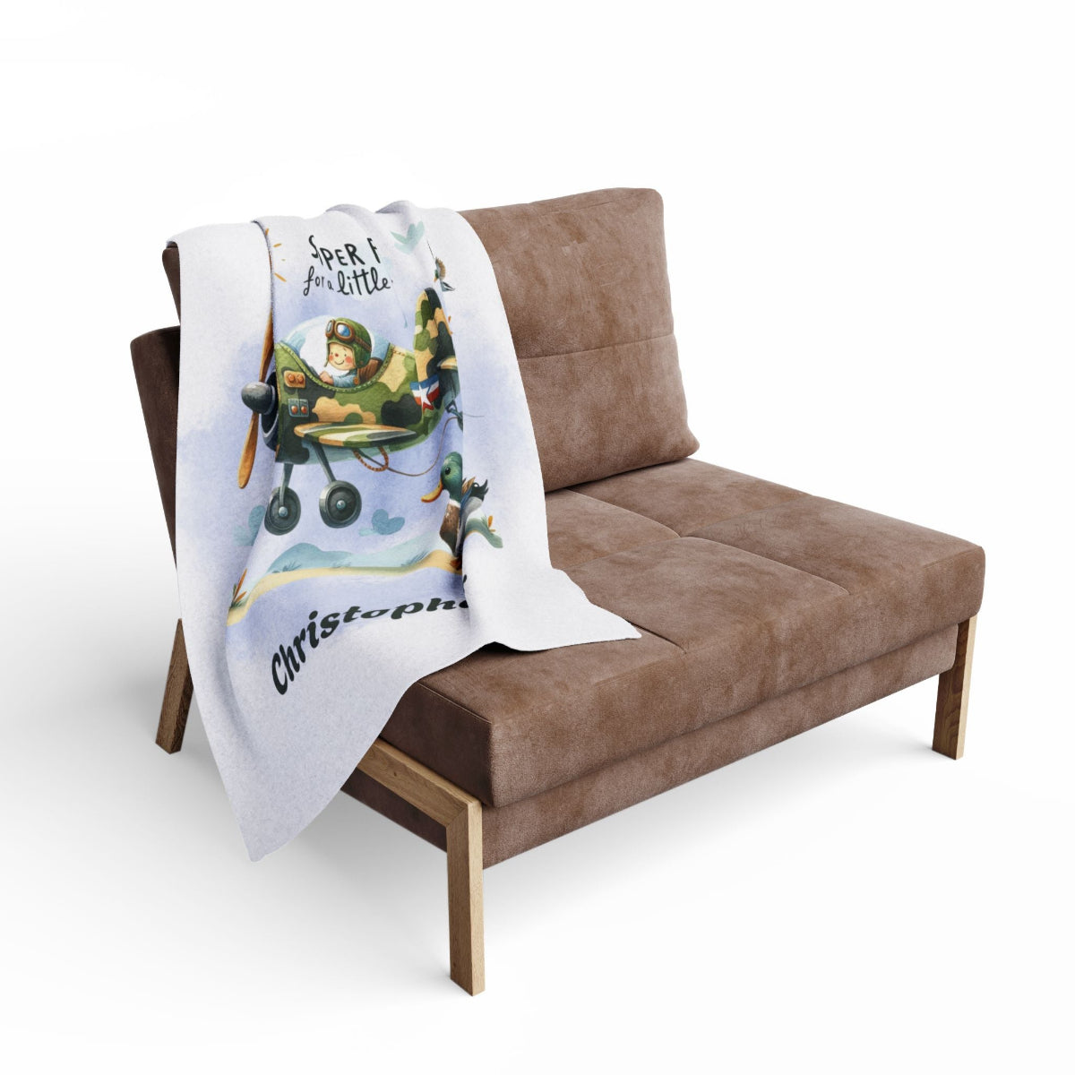 personalisierte Fleecebabydecke mit coolem Fliegermotiv coole Kinderzimmerdeko
