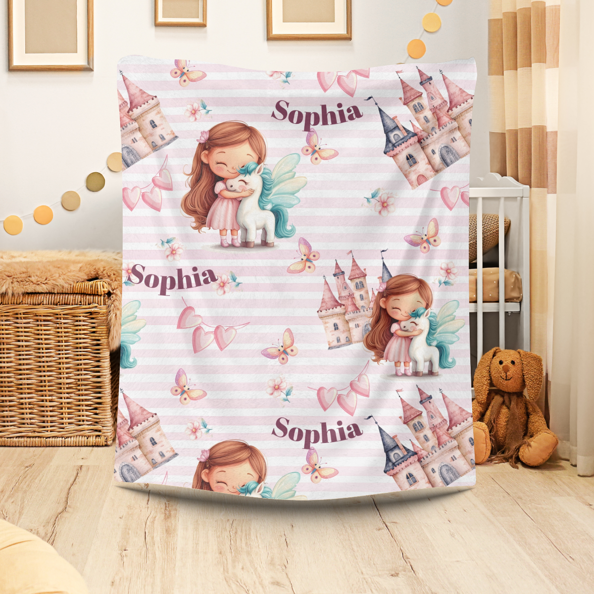 Traumschloss Mikrofaserbabydecke mit Namen Geschenk personalisierbar & robust