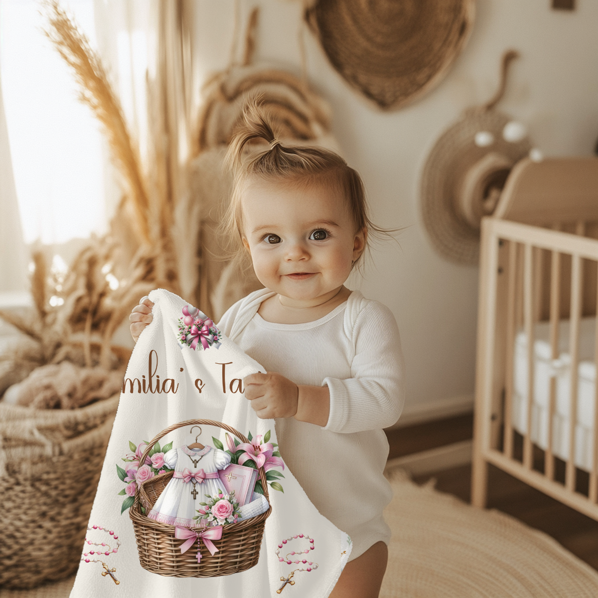 Geschenk Taufe Mädchen Babydecke personalisiert weich, warm & flauschig